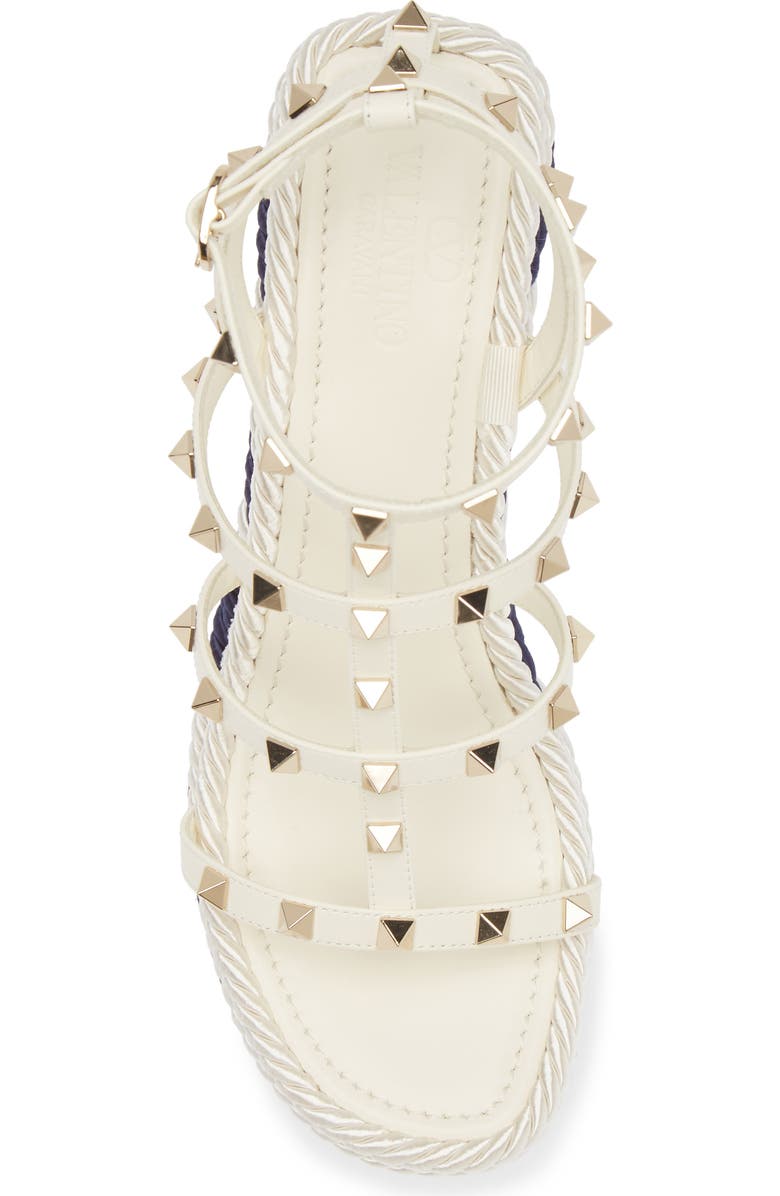 Valentino Garavani Rockstud Espadrille Wedge Sandal, Alternate, color,