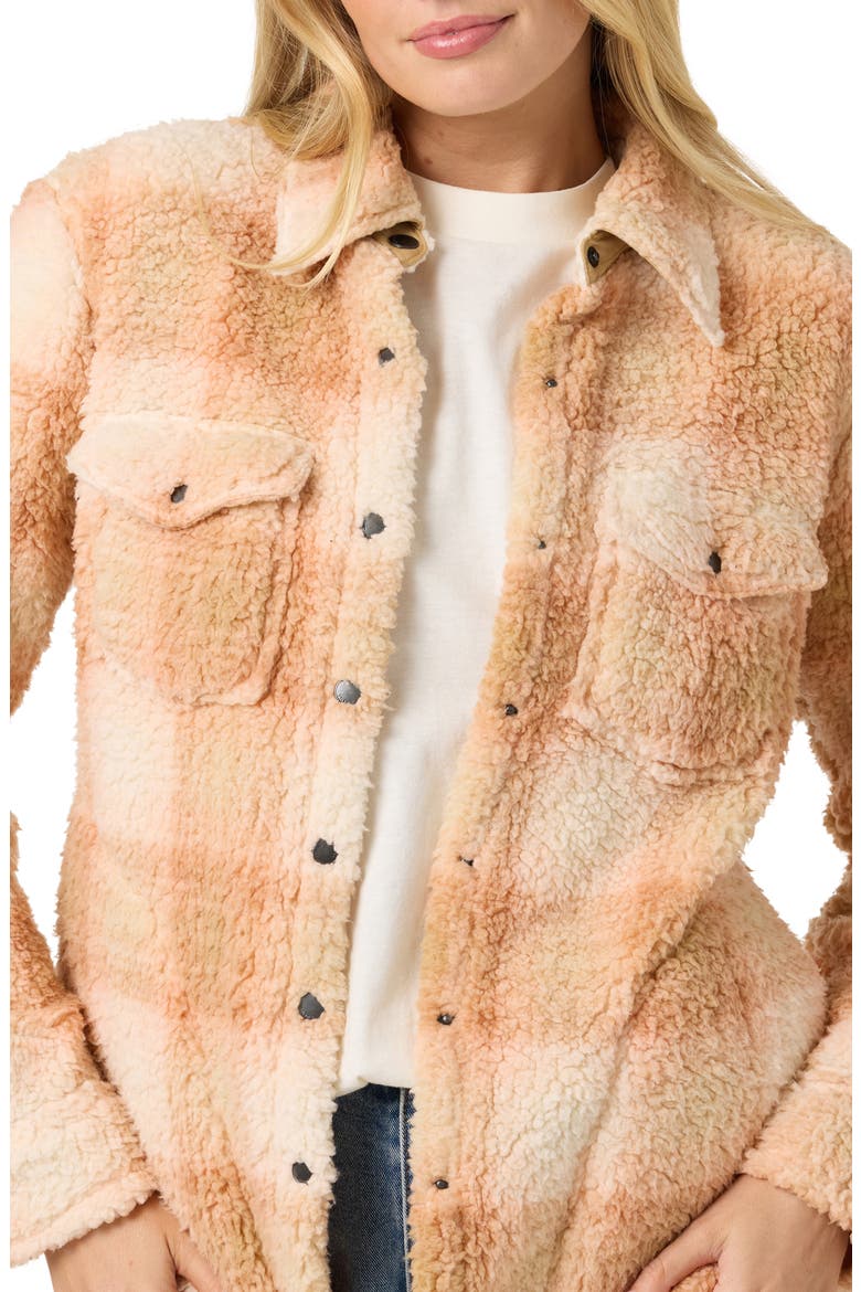 Zuma High Pile Plaid Shirt Jacket, Alternate, color, PEACH LIGHT