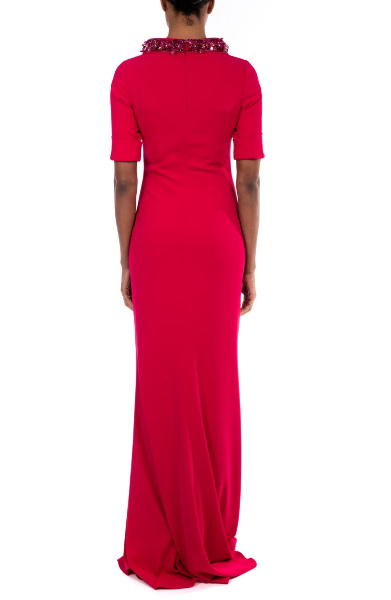Badgley Mischka Collection Badgley Mischka Beaded Neck Trumpet Gown, Alternate, color,