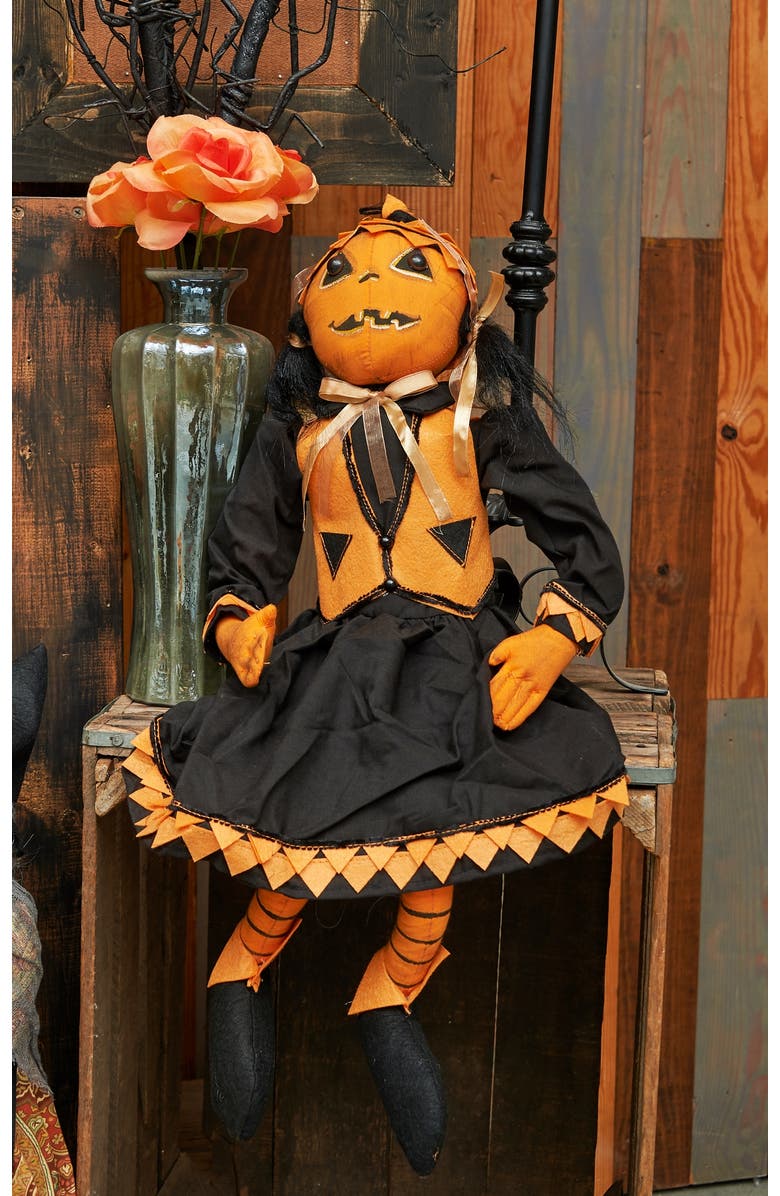 Gallerie II Paige Pumpkin Halloween Art Doll Figurine, Alternate, color, Orange