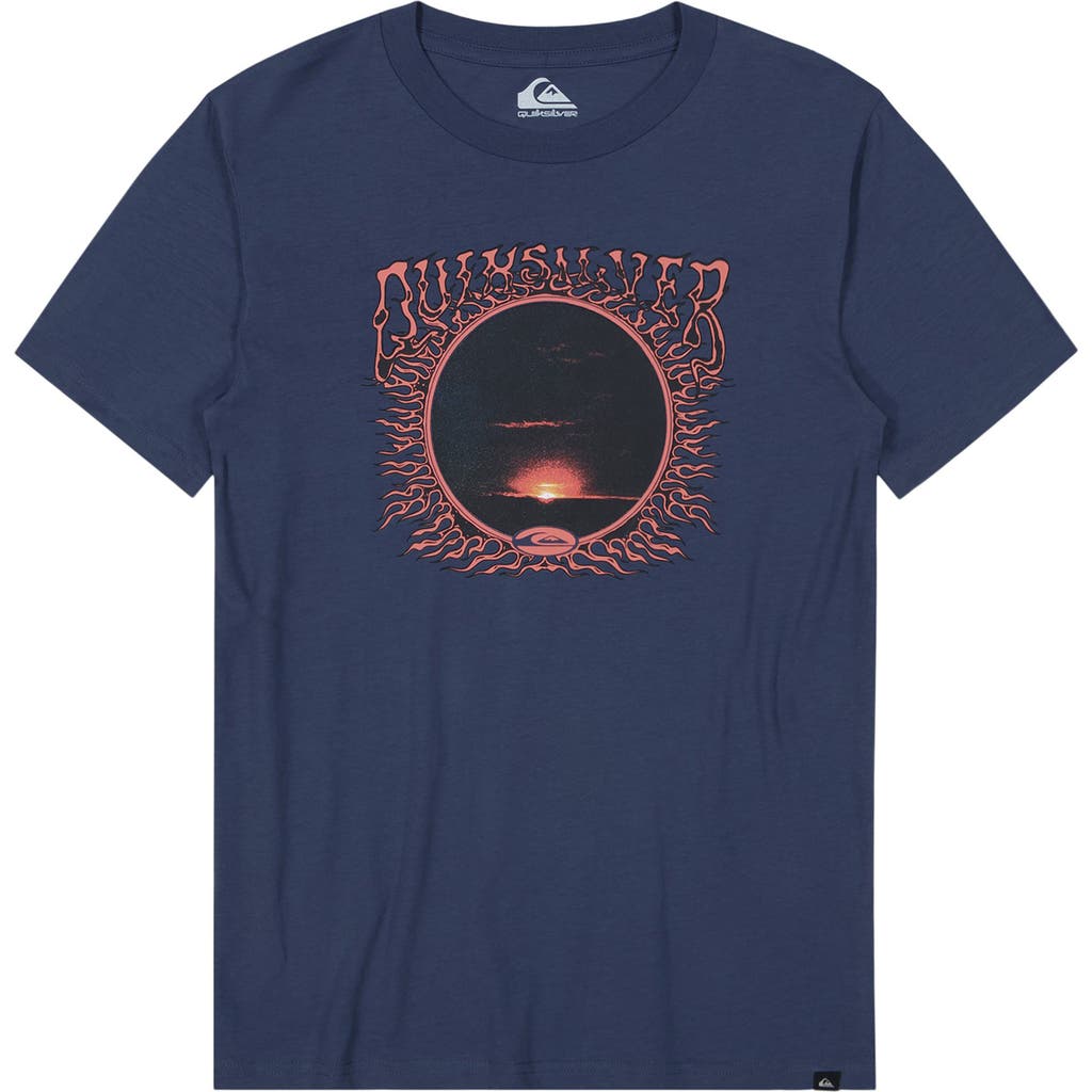 Shop Quiksilver Kids' Paradise Cotton Graphic T-shirt In Vintage Indigo