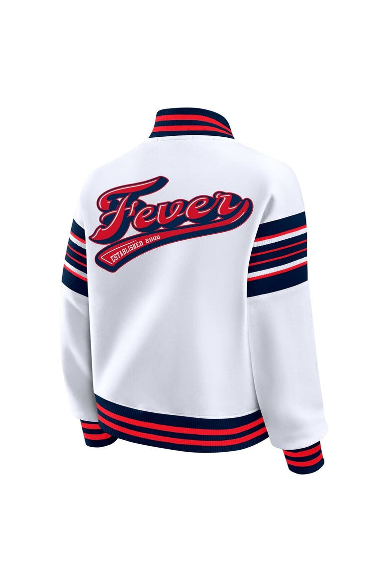 Women's WEAR by Erin Andrews White/Navy WNBA Full-Snap Fleece Sweatshirt Jacket, Alternate, color, White