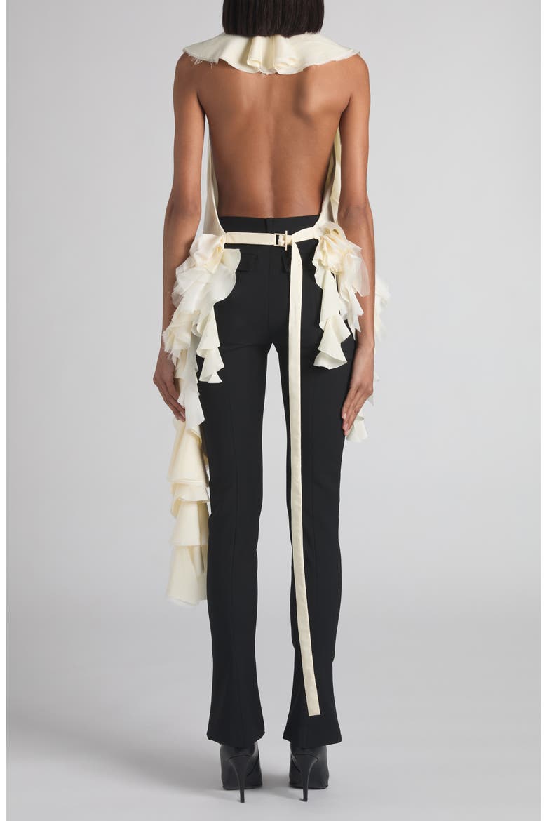 Ruffle Silk Halter Top, Alternate, color, IVORY