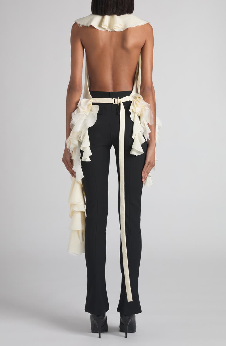 McQueen Ruffle Silk Halter Top, Alternate, color, Ivory