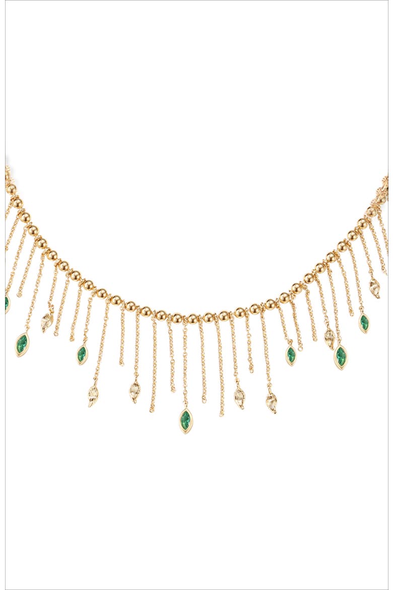 Verdant Whisper Tassels Necklace, Alternate, color, Gold & Green