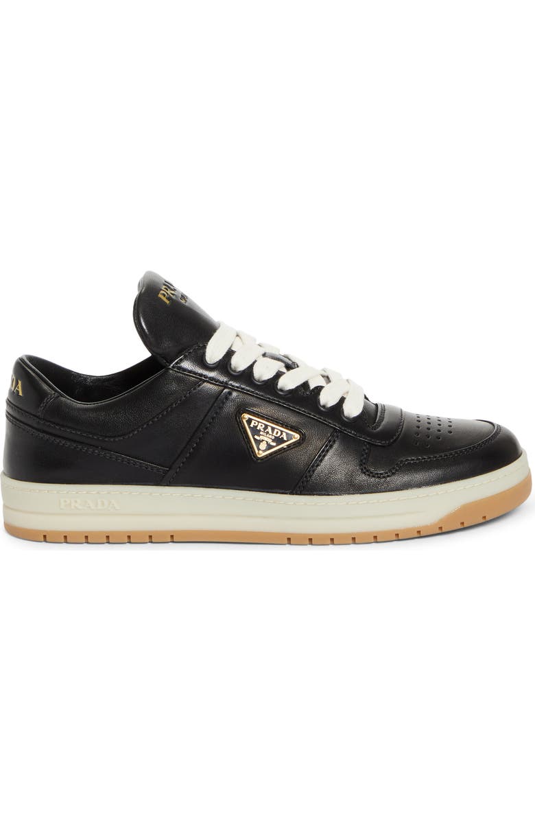 Prada Downtown Leather Sneaker, Alternate, color, Nero