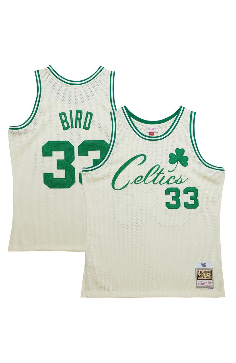 Mitchell & Ness Men's Mitchell & Ness Larry Bird Cream Boston Celtics Chainstitch Swingman Jersey, Main, color, Cream
