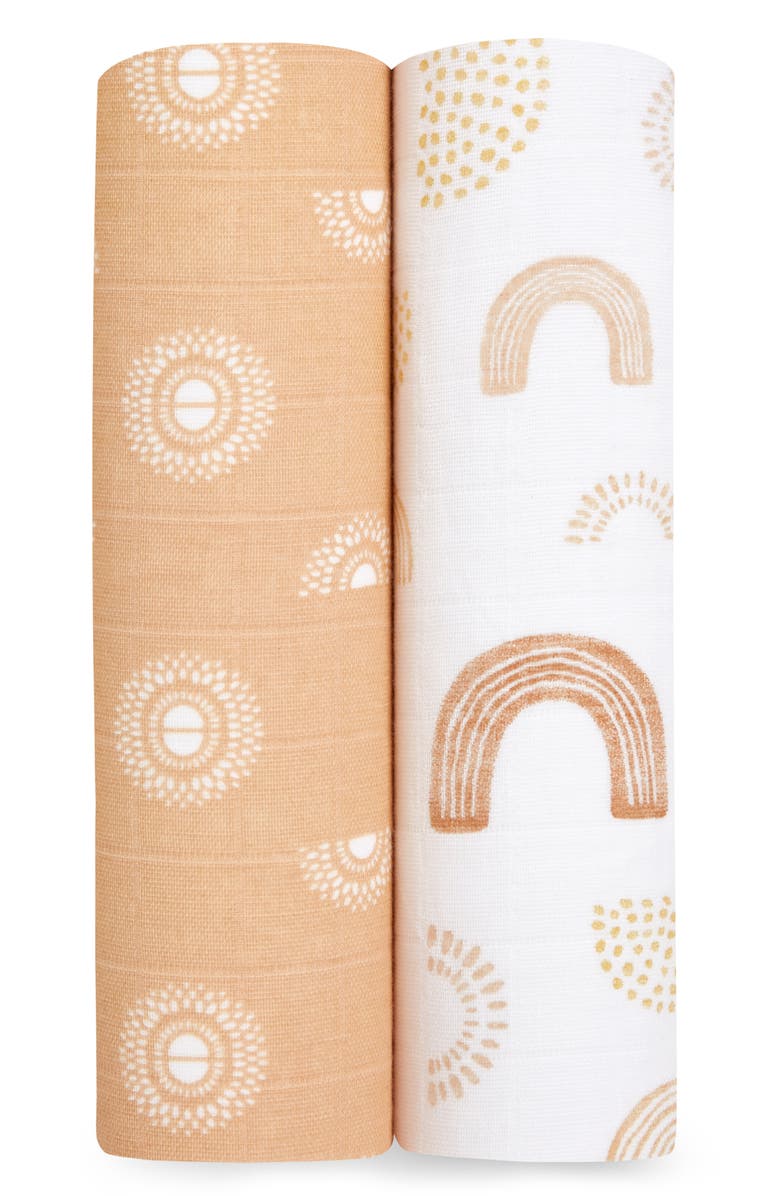 aden + anais 2-Pack Classic Swaddling Cloths, Main, color, Keep Rising Tan