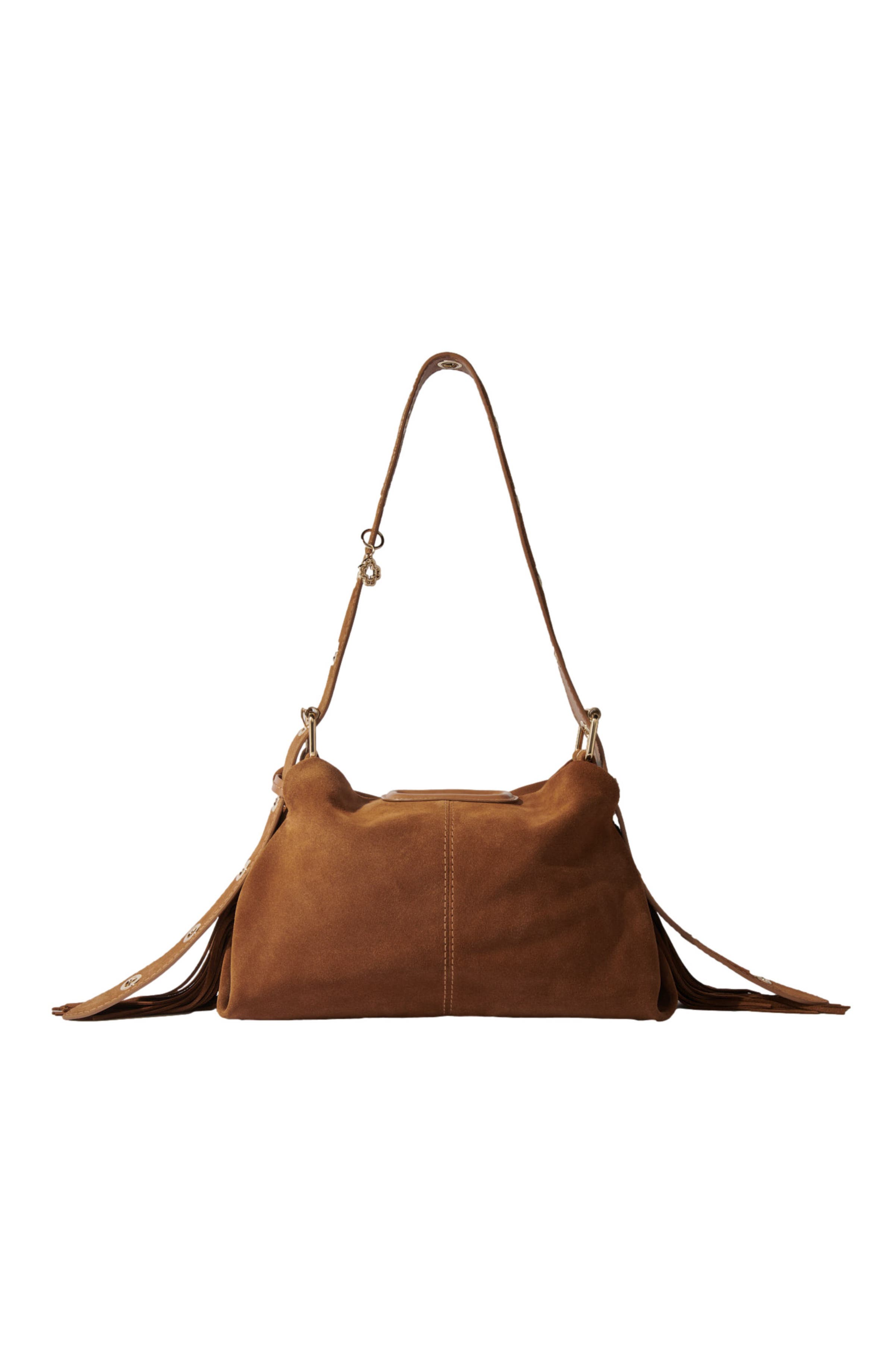 maje Suede Miss M bag, Alternate, color, Camel