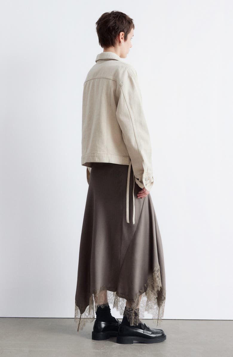 & Other Stories Lace Trim Handkerchief Hem Midi Skirt, Alternate, color, 