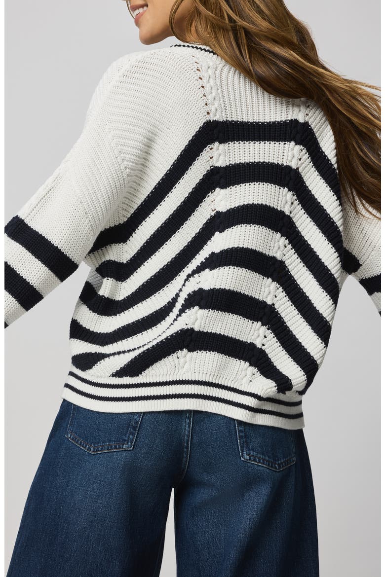 Vienna Chevron Cotton Sweater, Alternate, color, WHITE/ NAVY BLUE