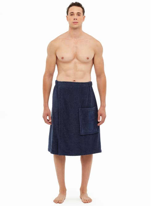Arus Gots Certified Organic Cotton Shower Wrap In Blue