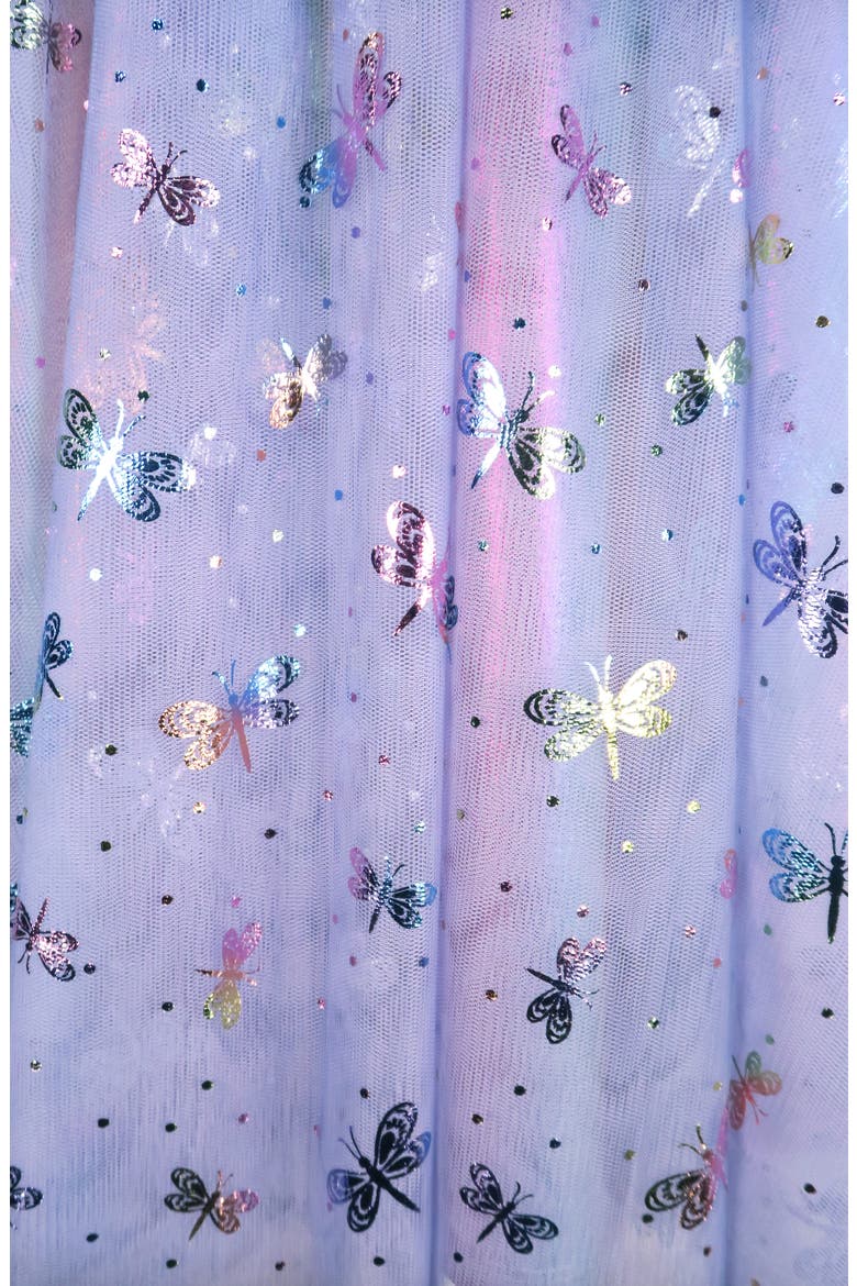 Kids' Dragonfly Foil Flutter Sleeve Tulle Party Dress, Alternate, color, PERIWINKLE / MULTI