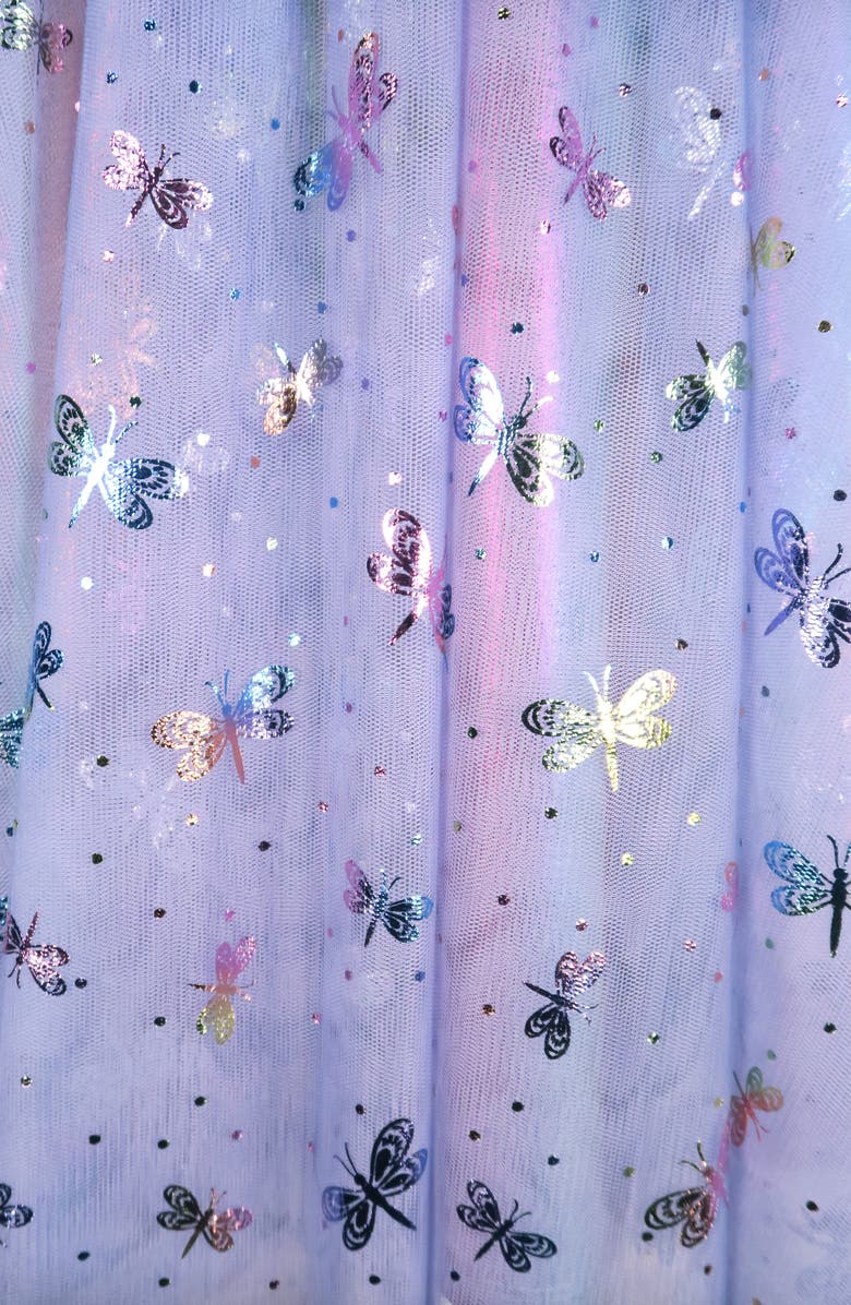Zunie Kids' Dragonfly Foil Flutter Sleeve Tulle Party Dress, Alternate, color, Periwinkle / Multi