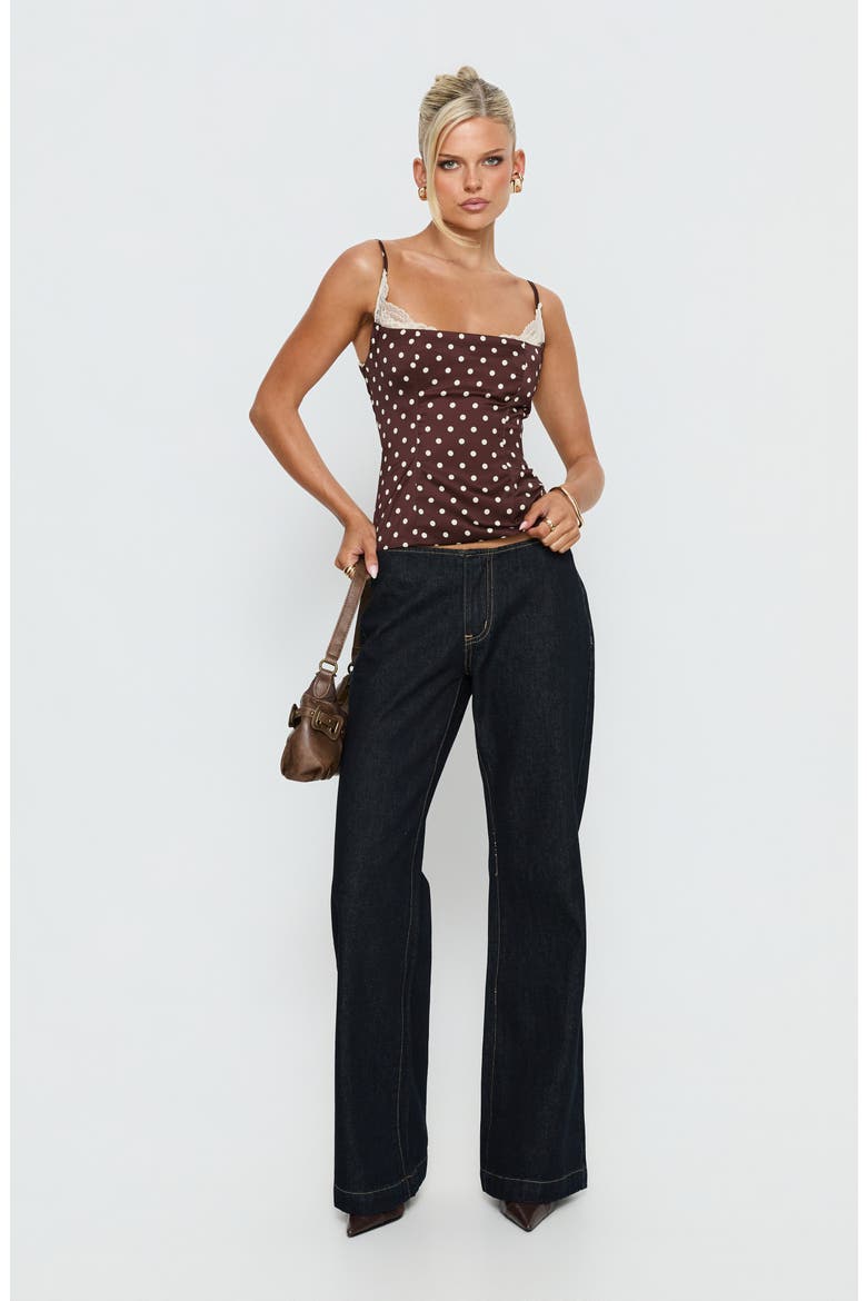 Renaissance Corset Lace Top, Alternate, color, BROWN POLKA