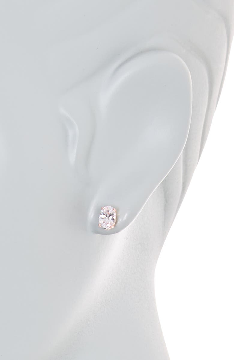 SUZY LEVIAN Rose Gold Plated Oval CZ Stud Earrings, Alternate, color, Pink