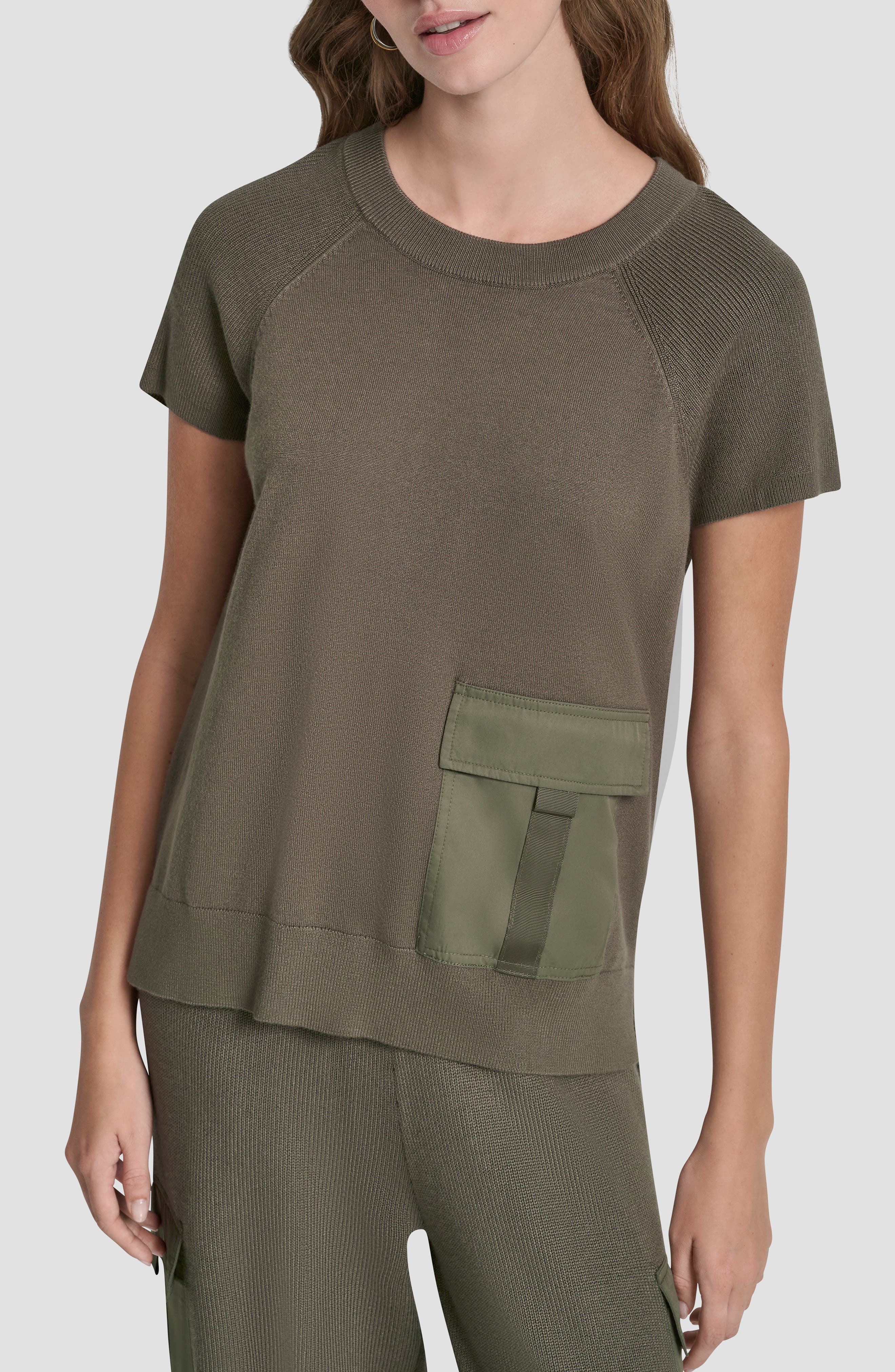 Satin Pocket Short Sleeve Sweater - image 5
