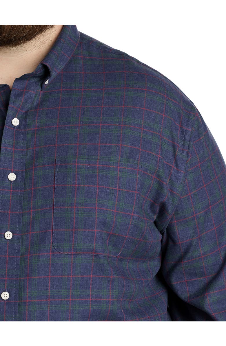 Oak Hill by DXL Big & Tall Heathered Plaid Sport Shirt, Alternate, color, Navy