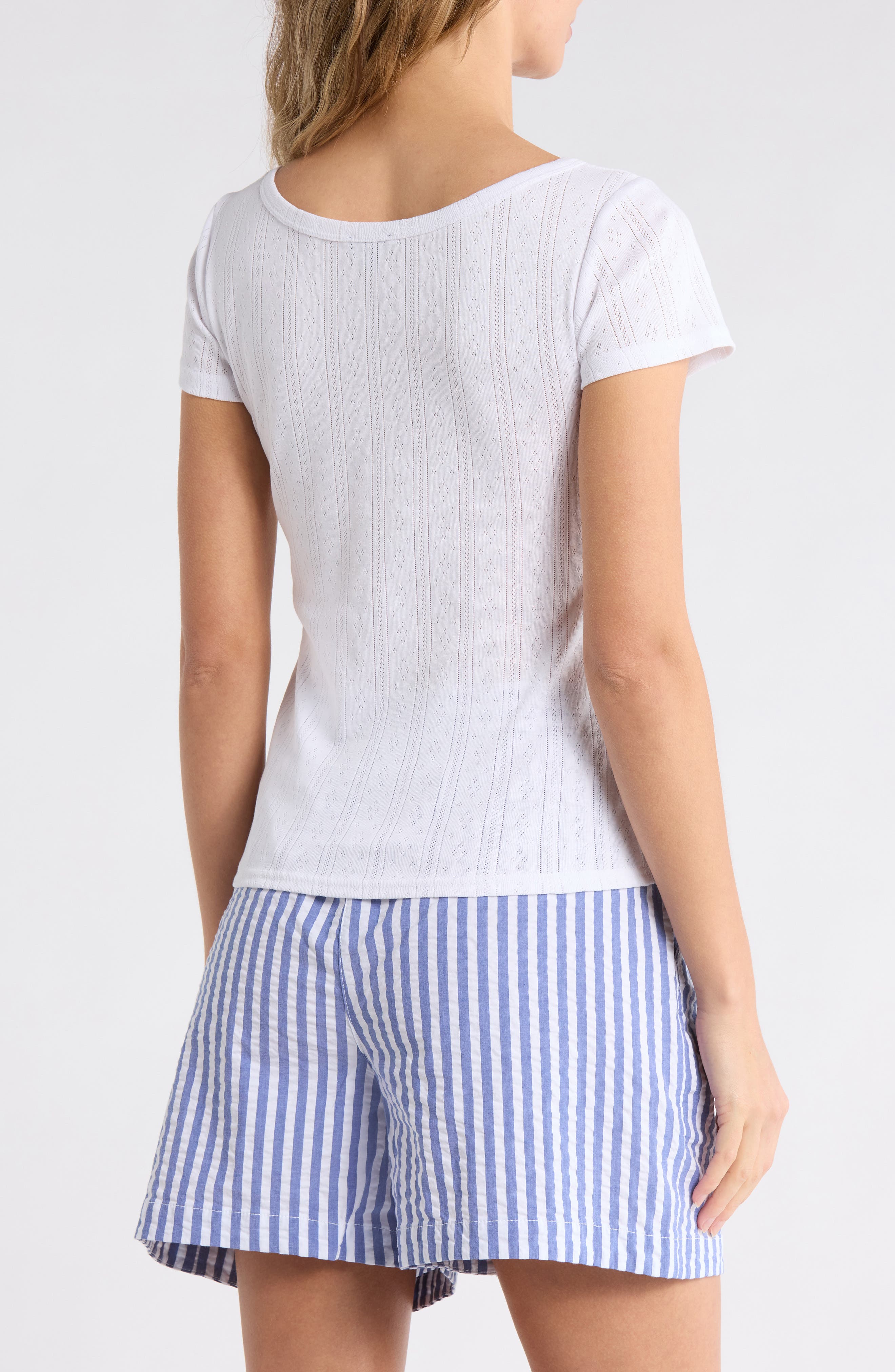Boat Neck Pointelle T-Shirt - image 2