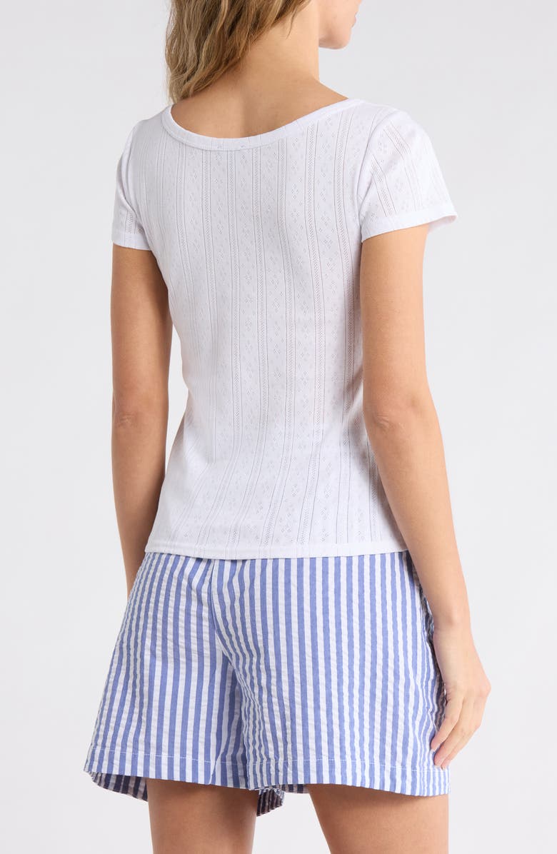 Splendid Boat Neck Pointelle T-Shirt, Alternate, color, White