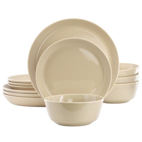 12 Piece Round Stoneware Dinnerware Set