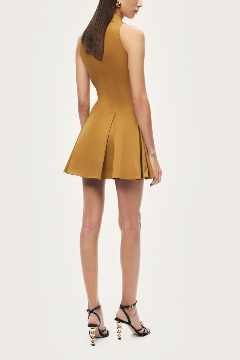 Sleeveless Pleated Mini Dress, Alternate, color, Camel