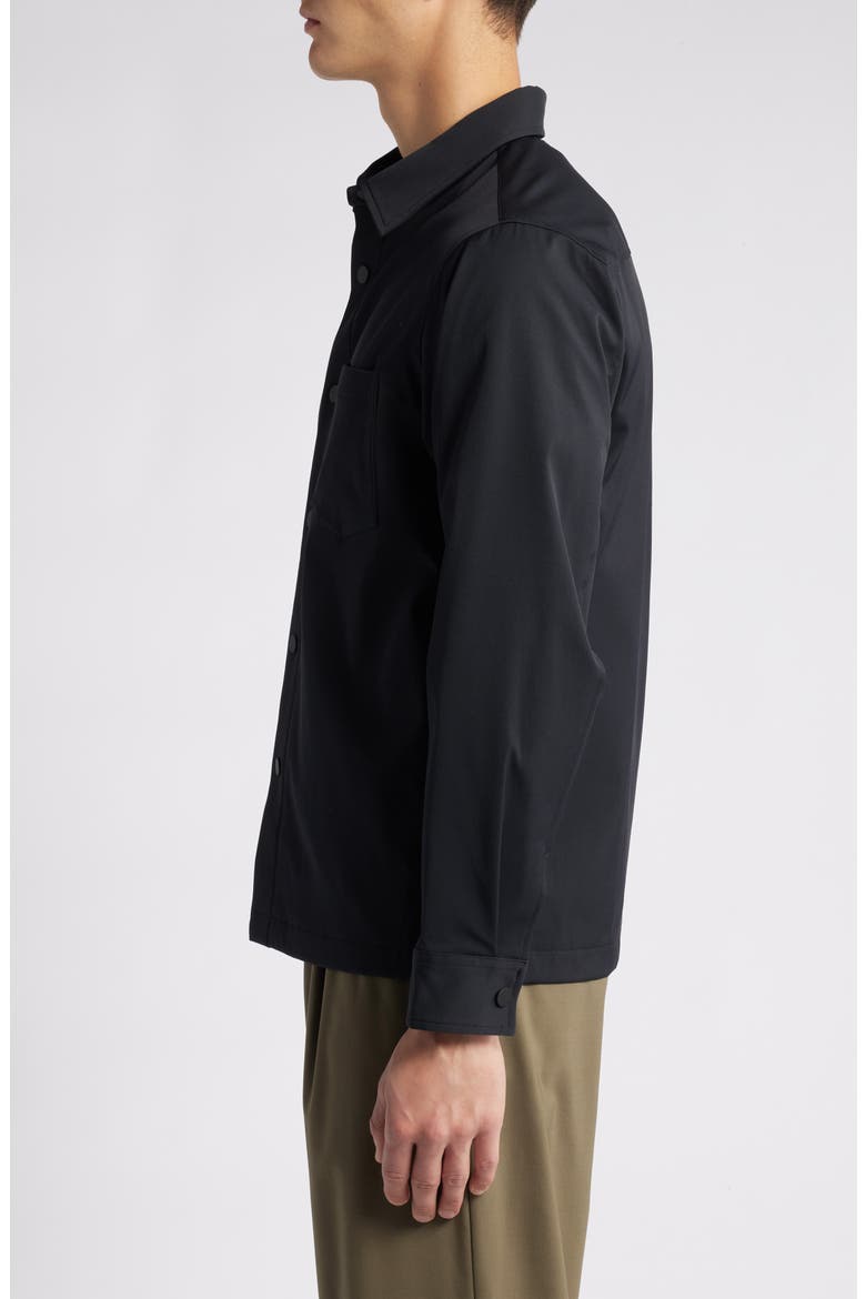 Snap-Up Water Resistant Performance Shirt Jacket, Alternate, color, BLACK