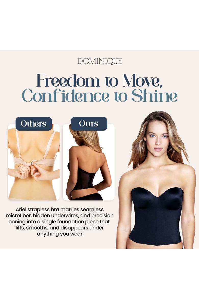 Ariel Low Back Hidden Underwire Convertible Strapless Longline  Bra, Alternate, color, Black