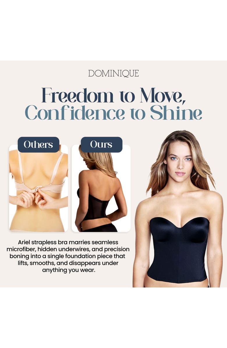 Dominique Intimates Ariel Low Back Hidden Underwire Convertible Strapless Longline Bra, Alternate, color, Black