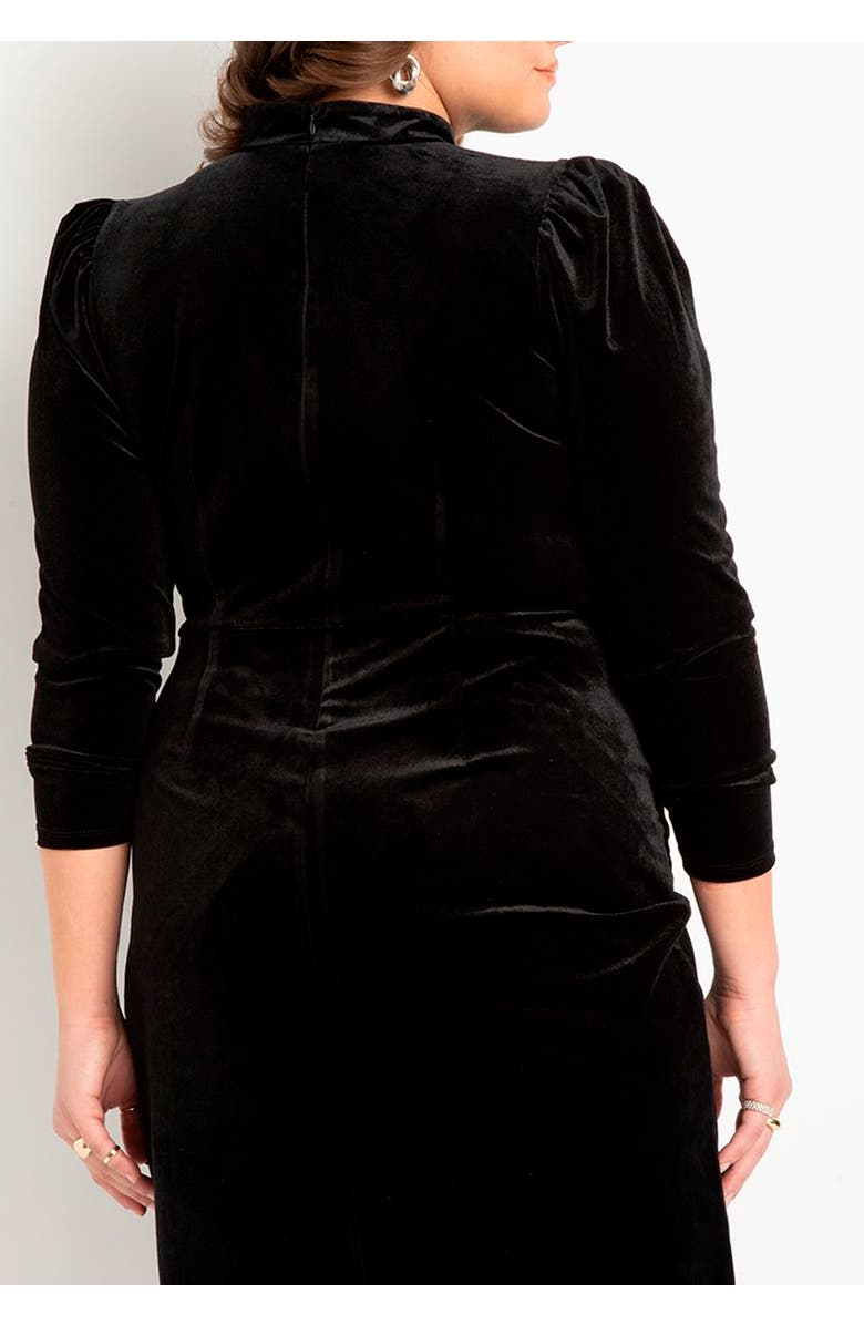 ELOQUII Velvet Mini Dress with Wrap Skirt, Alternate, color, Totally Black