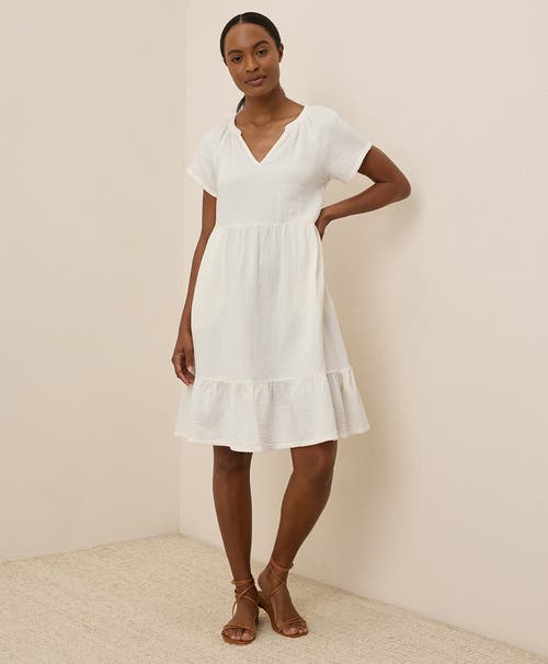 Pact Organic Cotton Coastal Double Gauze Breezy Dress In White