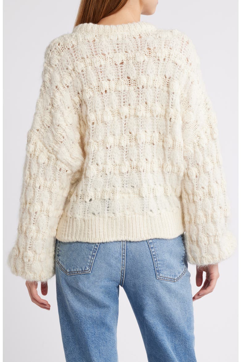 Open Stitch Alpaca Blend Crewneck Sweater, Alternate, color, CREAM