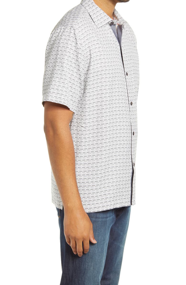 Tommy Bahama Geovanni Geo Classic Fit Silk Camp Shirt, Alternate, color, Bala Shark