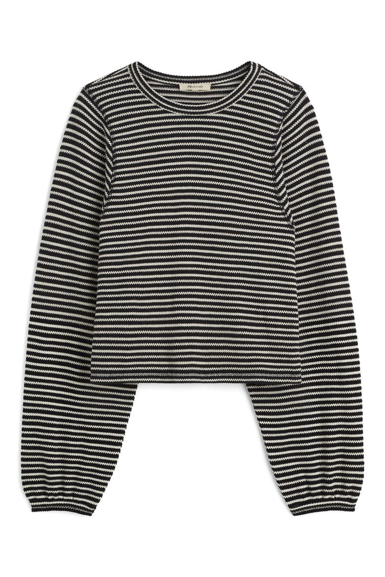 Stripe Curved Long Sleeve T-Shirt, Alternate, color, JET BLACK
