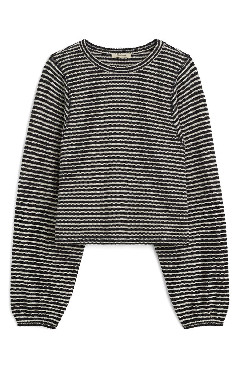 Madewell Stripe Curved Long Sleeve T-Shirt, Alternate, color, Jet Black