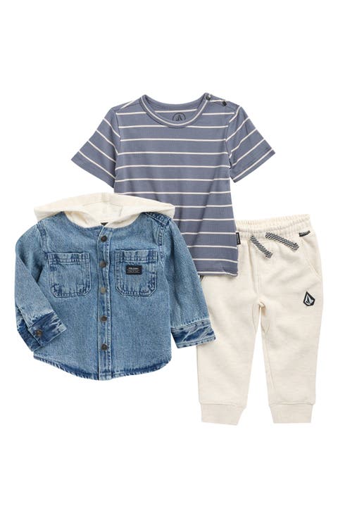Hooded Shacket, T-Shirt & Joggers Set (Toddler)