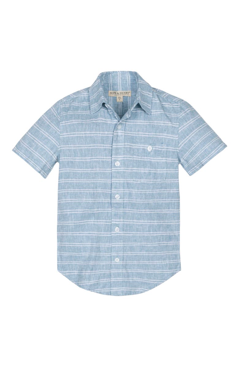 Hope & Henry Boys' Linen Short Sleeve Button Down Shirt, Kids, Main, color, 