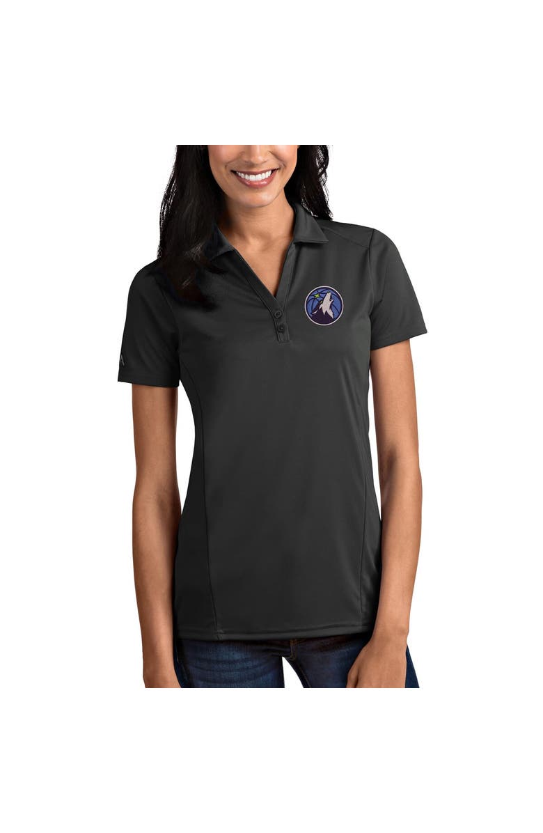 ANTIGUA Women's Antigua Charcoal Minnesota Timberwolves Tribute Polo, Main, color, Charcoal