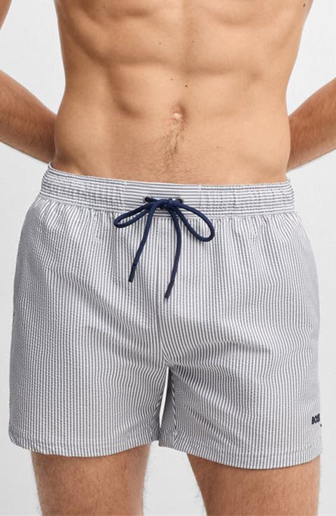 Velvetfish Stripe Seersucker Swim Trunks
