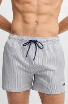 BOSS Velvetfish Stripe Seersucker Swim Trunks