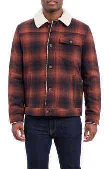 Lucky Brand Plaid Faux Shearling Lined Trucker Jacket
