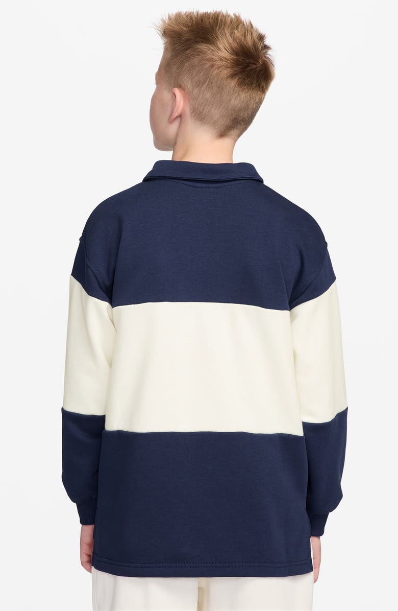 Nike Kids' Sportswear Club French Terry Rugby Shirt, Alternate, color, Midnight Navy/ Sail/ White