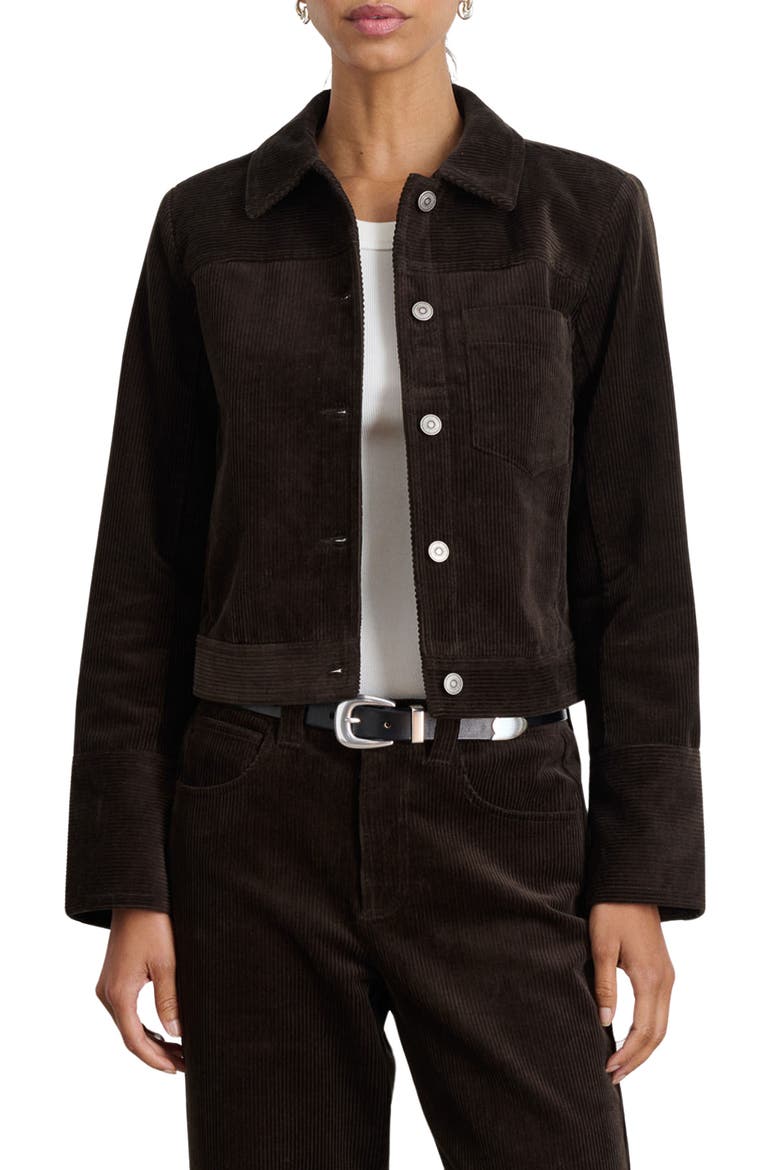Betty Cotton Corduroy Crop Jacket, Main, color, CHOCOLATE