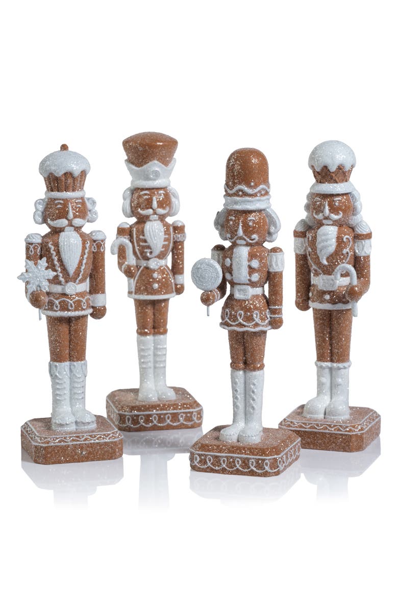 Zodax Adelard Set of 4 Nutcracker Ornaments, Alternate, color, Brown/ White