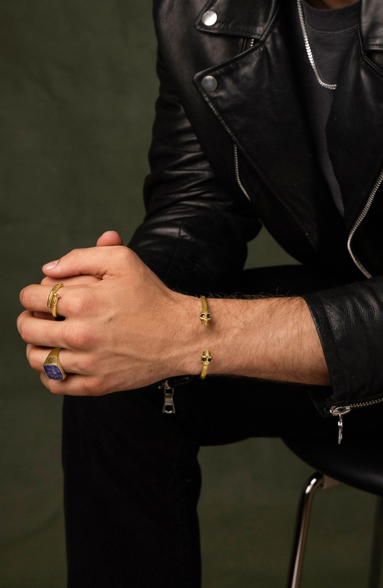 Nialaya Golden Skull Bangle, Alternate, color, Gold