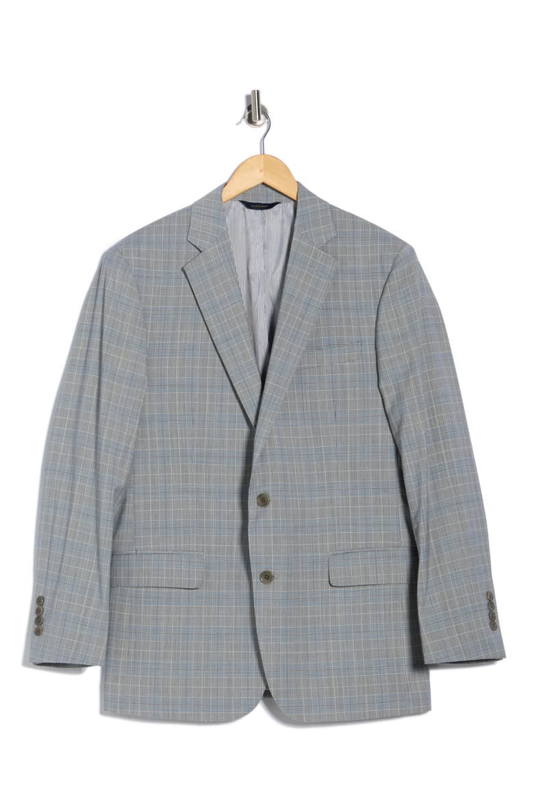 Plaid Wool Blend Blazer, Alternate, color, GREY OVERCHECK