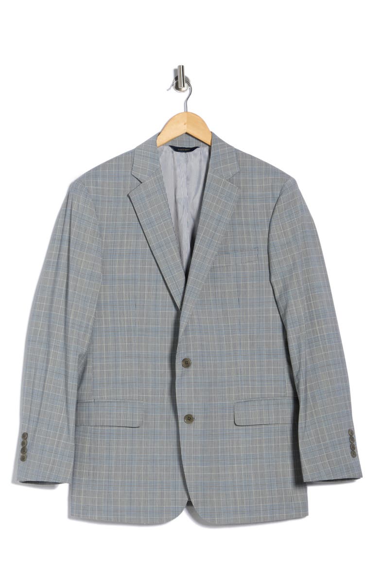 Brooks Brothers Plaid Wool Blend Blazer, Main, color, Grey Overcheck