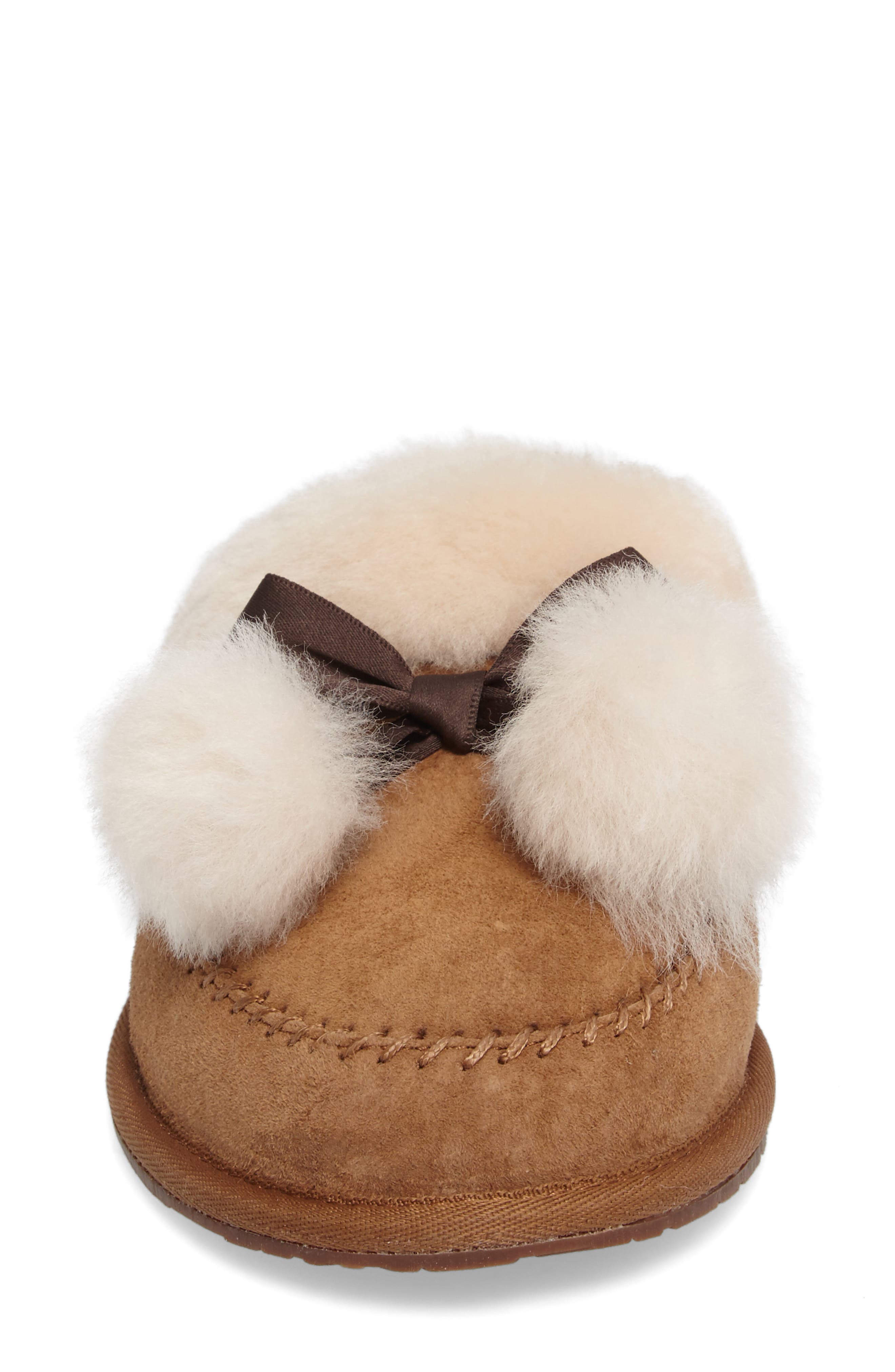 Hafnier Genuine Shearling Slipper, Alternate, color, CHESTNUT SUEDE