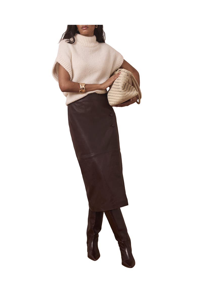 Leather Wrap Midi Skirt, Alternate, color, Burgundy