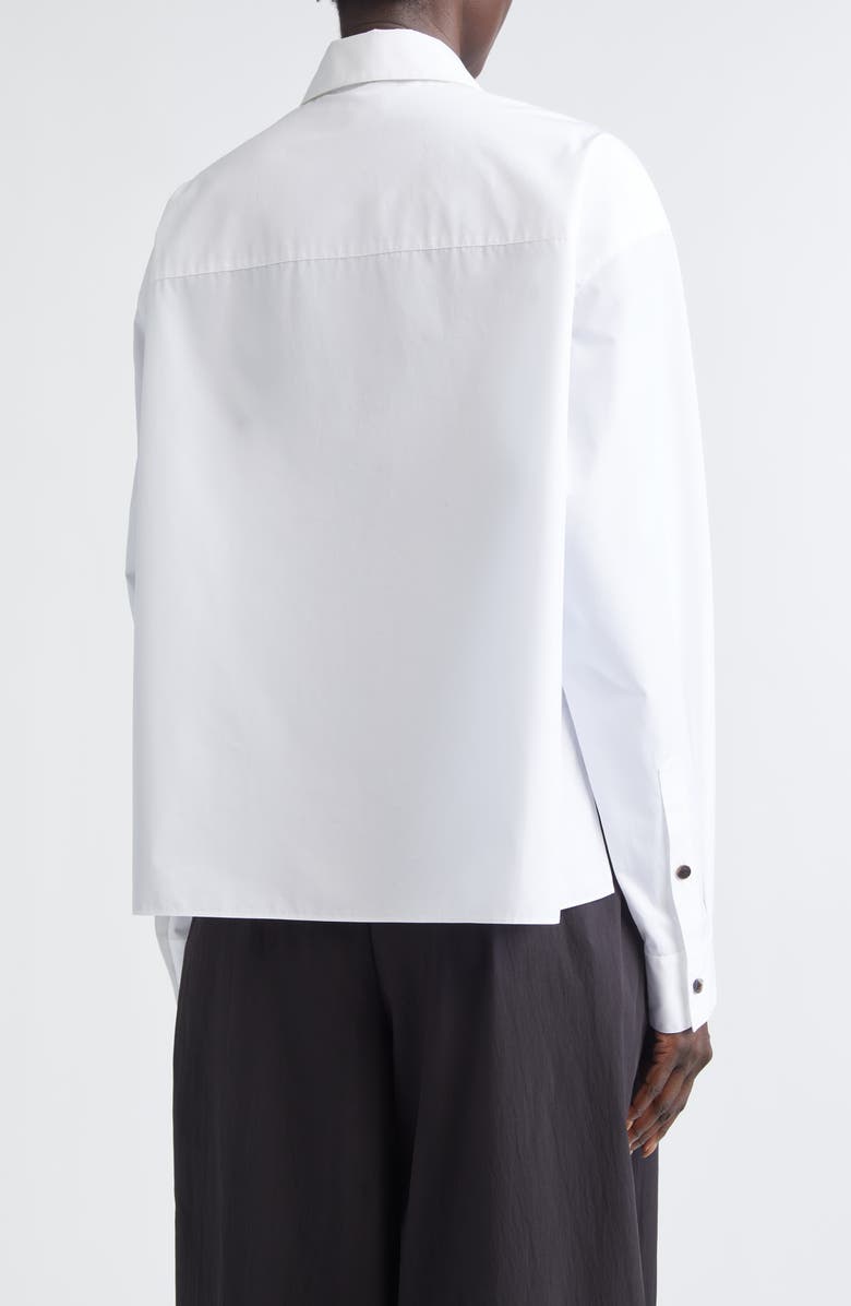 Lafayette 148 New York Boxy Crop Cotton Poplin Button-Up Shirt, Alternate, color, White